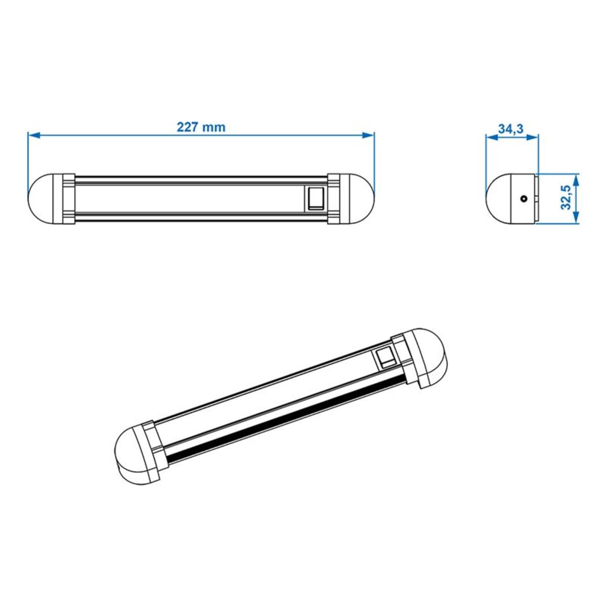 Linienleuchte 10 LED 12V 150lm 225x35x33mm