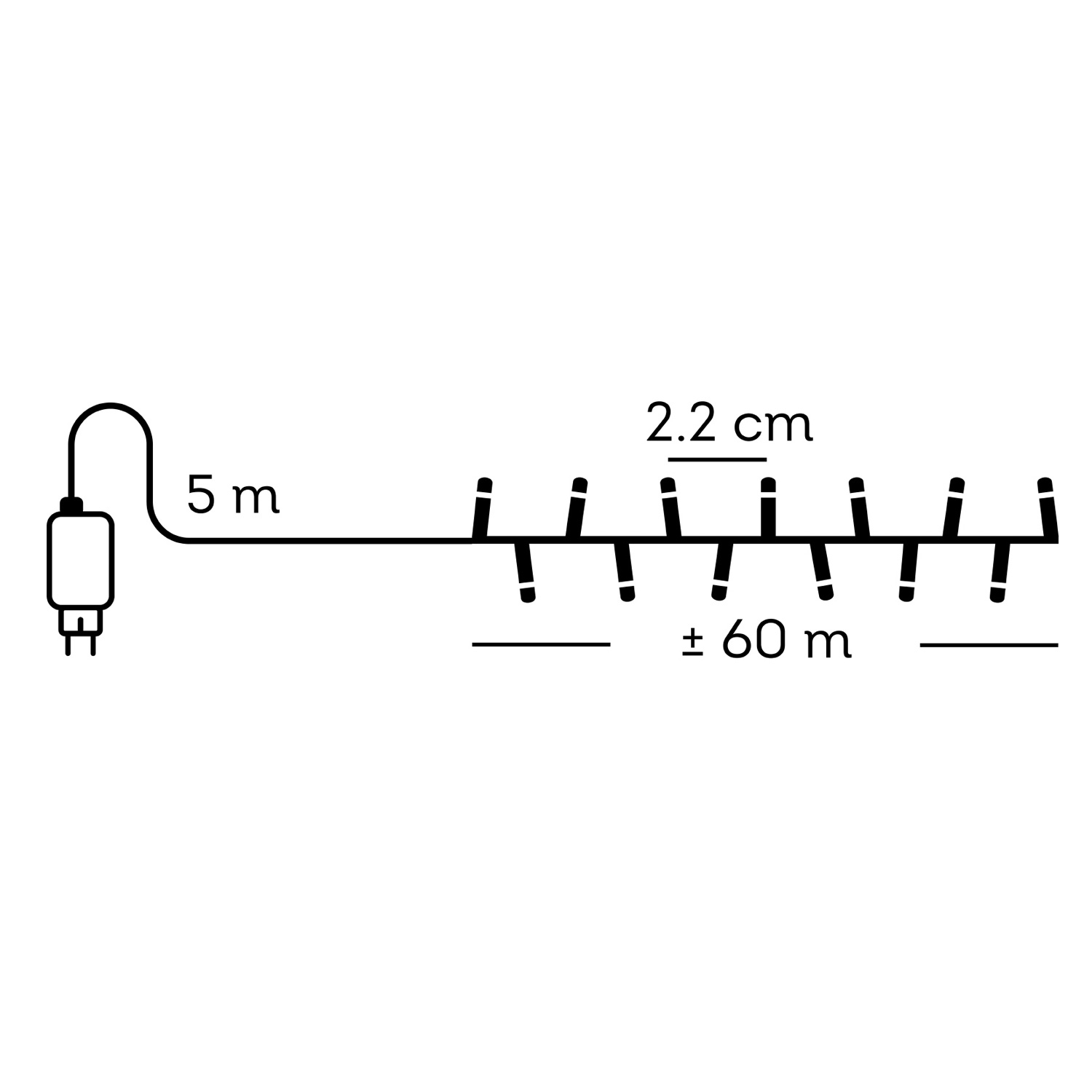LED Lichterkette - XXL Weihnachtslichterkette - 3000 bernstein LED - L: 60m - 8Modi/ Timer - Außen