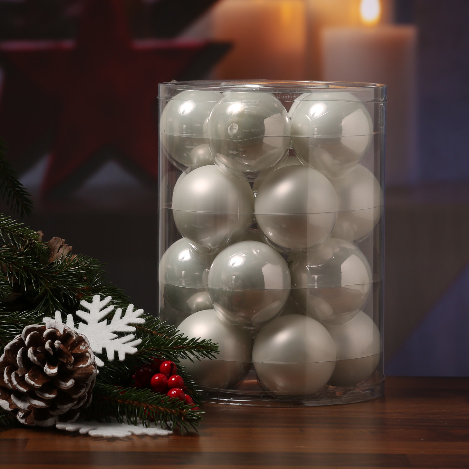 Christbaumkugel - Weihnachtsbaumkugel - Glas - D: 6cm - glänzend und matt - weiß - 20er Set