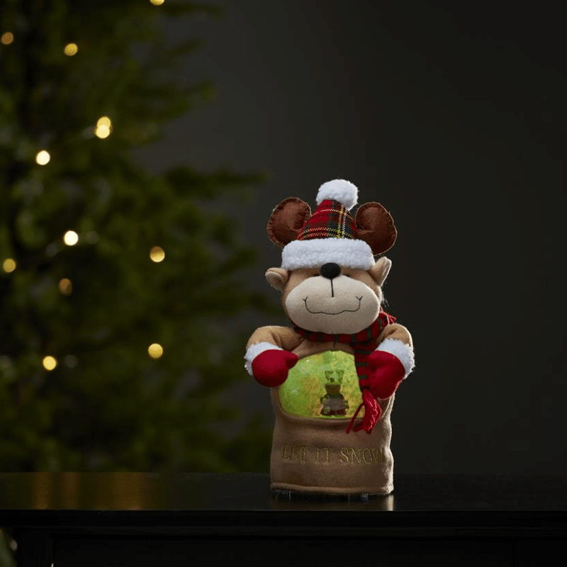 LED Stoff-Figur Rentier - Schneekugel mit Sensor - 1 warmweiße LED - H: 27cm - Batteriebetrieb LED Stoff-Figur Rentier - Schneekugel mit Sensor - 1 warmweiße LED - H: 27cm - Batteriebetrieb