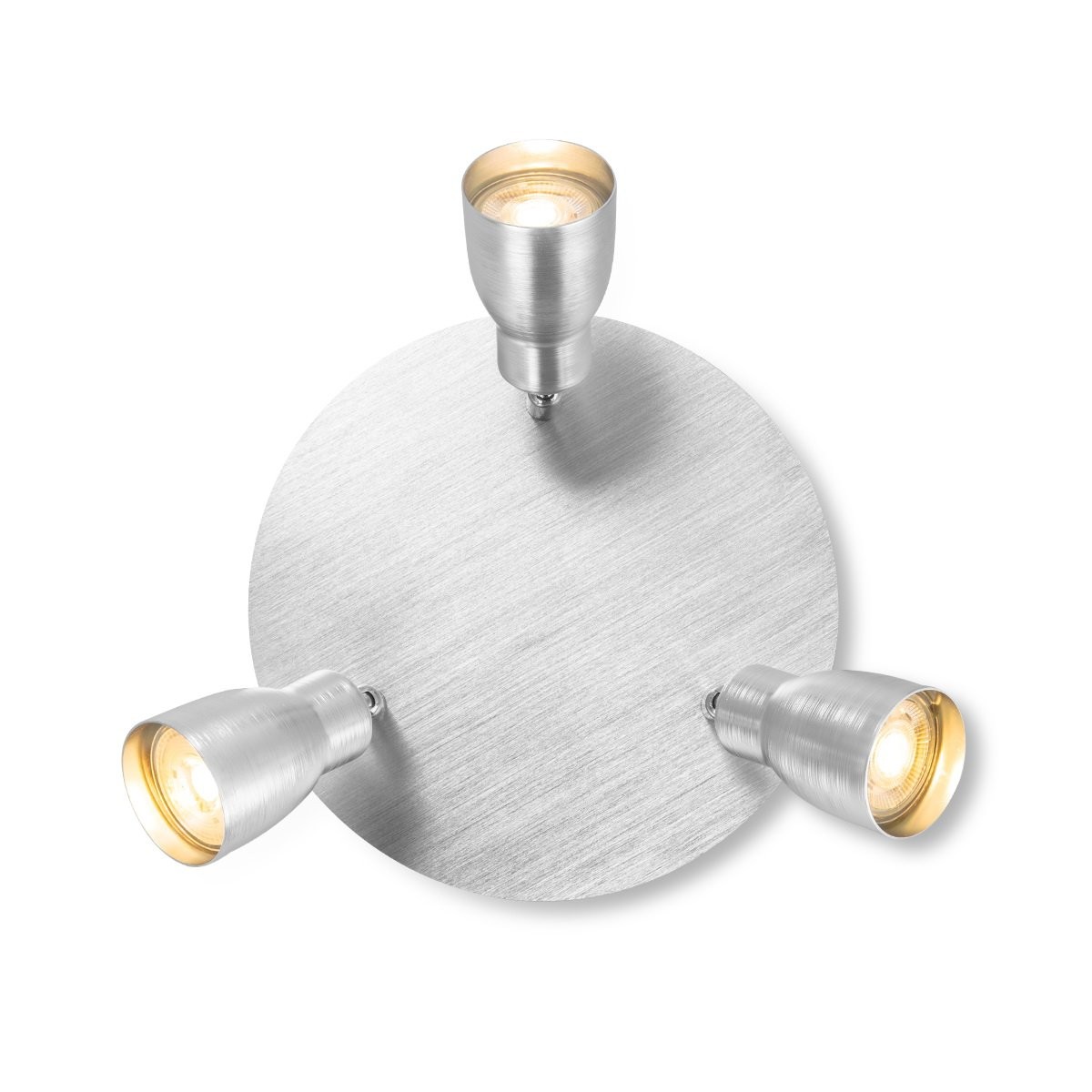 Deckenleuchte / Rondell ALBA aluminium silber - 3fach - inkl. GU10 LED Leuchtmittel
