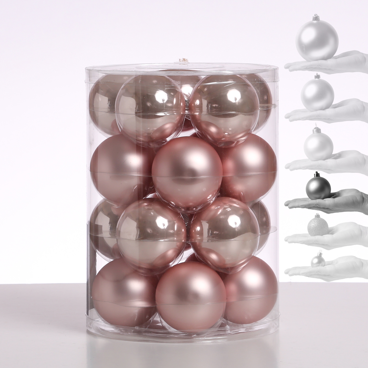 Christbaumkugel - Weihnachtsbaumkugel - Glas - D: 6cm - glänzend und matt - puderrosa - 20er Set Christbaumkugel - Weihnachtsbaumkugel - Glas - D: 6cm - glänzend und matt - puderrosa - 20er Set