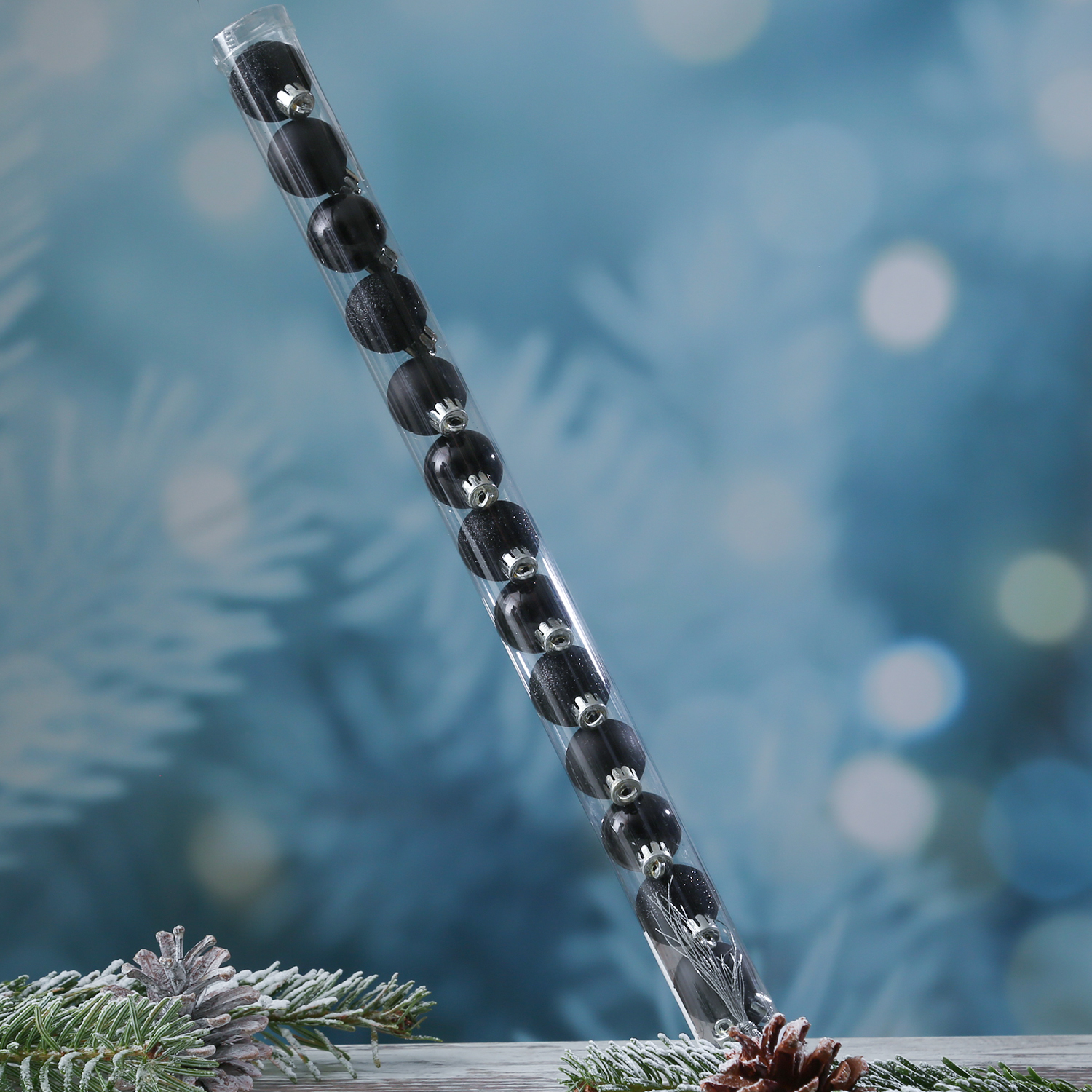Christbaumkugel - Weihnachtskugel - bruchfest - D: 3cm - glänzend matt glitzernd - schwarz - 14 Stk. Christbaumkugel - Weihnachtskugel - bruchfest - D: 3cm - glänzend matt glitzernd - schwarz - 14 Stk.