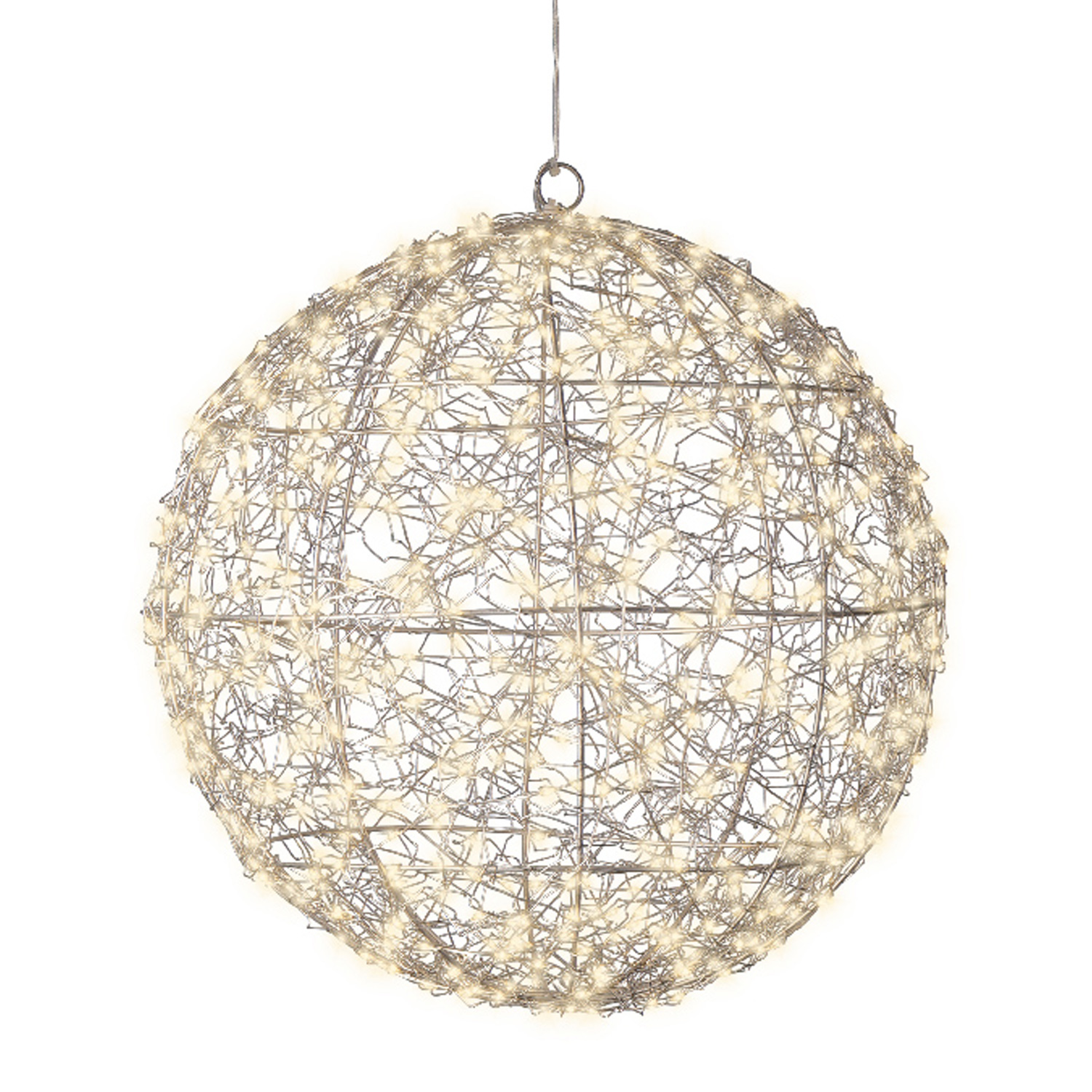 LED Drahtkugel - Leuchtkugel - 600 warmweiße LED - Timer - D: 38cm - für Innen/Außen