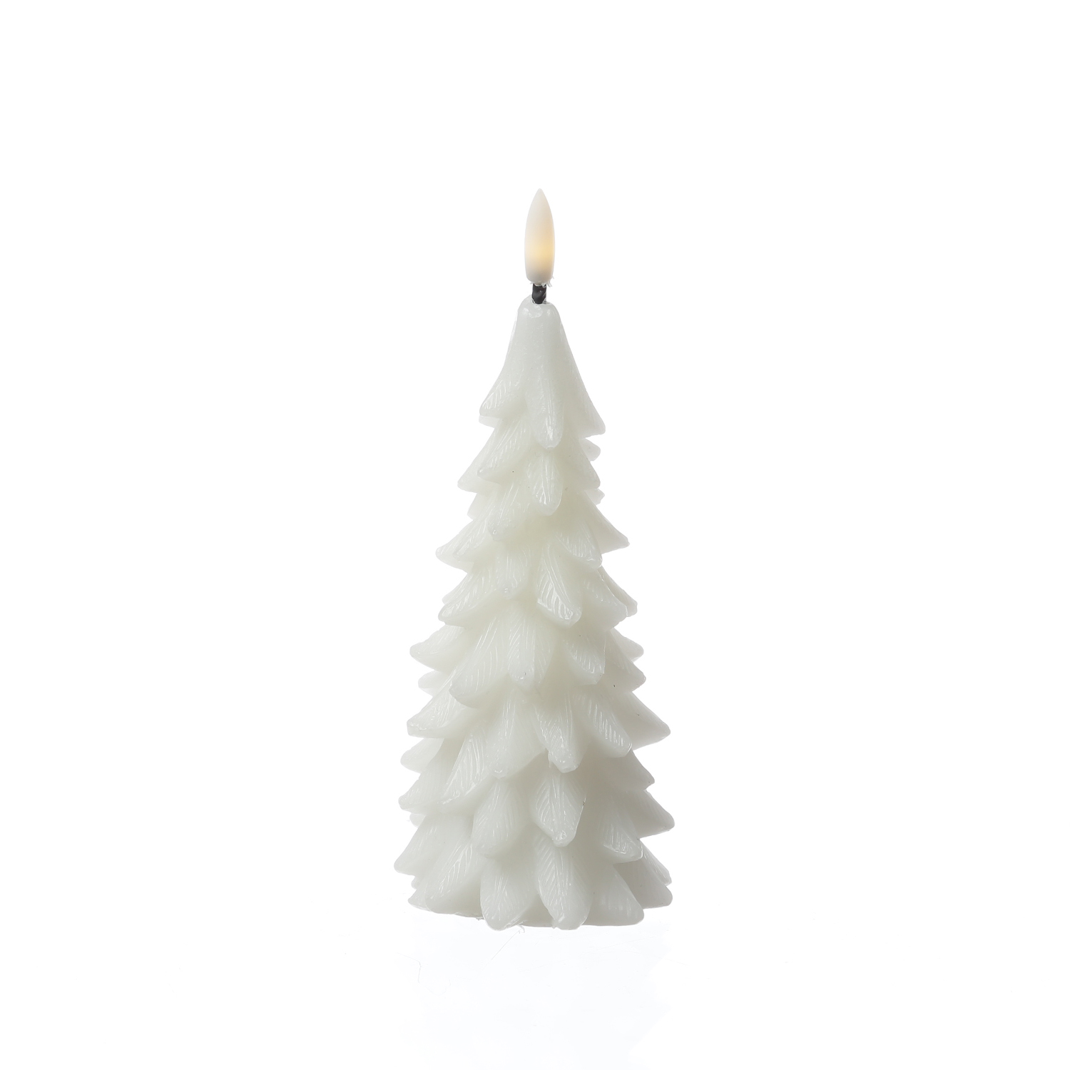 LED Kerze Tannenbaum - Echtwachs - 3D Flamme - H: 19cm - Timer - weiß LED Kerze Tannenbaum - Echtwachs - 3D Flamme - H: 19cm - Timer - weiß