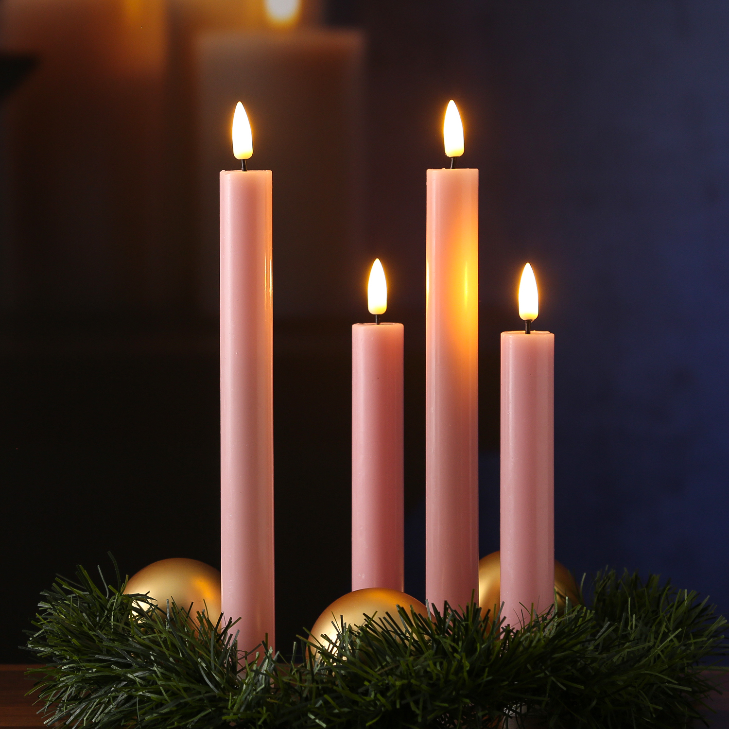 LED Stabkerzen MIA - Echtwachs - realistische 3D Flamme - H:24cm - Batteriebetrieb - rosa - 2 Stk LED Stabkerzen MIA - Echtwachs - realistische 3D Flamme - H:24cm - Batteriebetrieb - rosa - 2 Stk