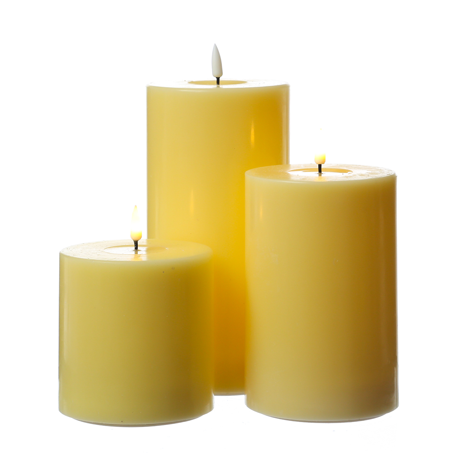LED Stumpenkerze MIA - Echtwachs - realistische 3D Flamme - H: 15cm D: 10cm - Batteriebetrieb - gelb LED Stumpenkerze MIA - Echtwachs - realistische 3D Flamme - H: 15cm D: 10cm - Batteriebetrieb - gelb