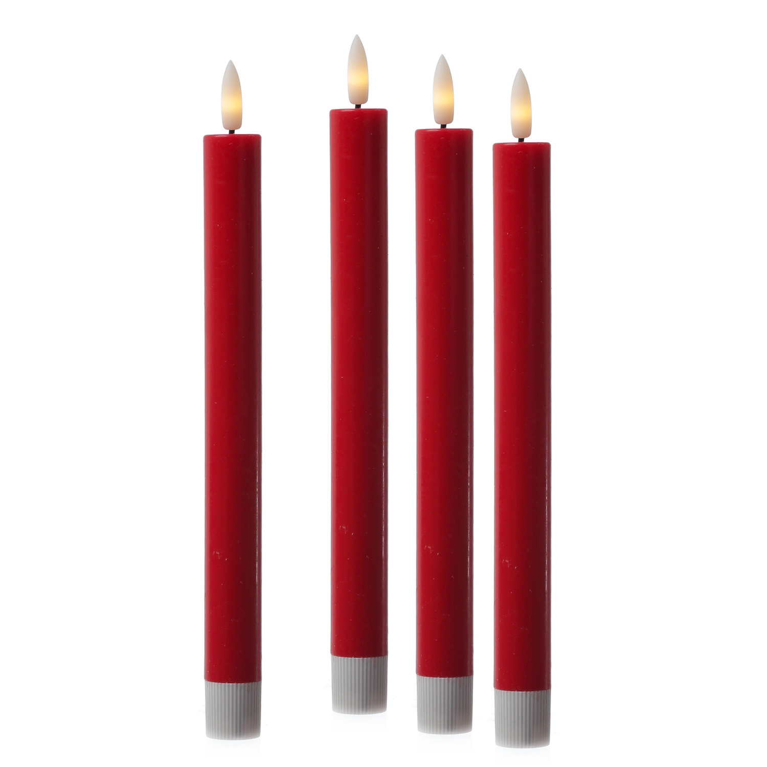 LED Stabkerzen LISA - Echtwachs - mit Ladestation - inkl. Fernbedienung - H: 25cm - rot - 4er Set LED Stabkerzen LISA - Echtwachs - mit Ladestation - inkl. Fernbedienung - H: 25cm - rot - 4er Set