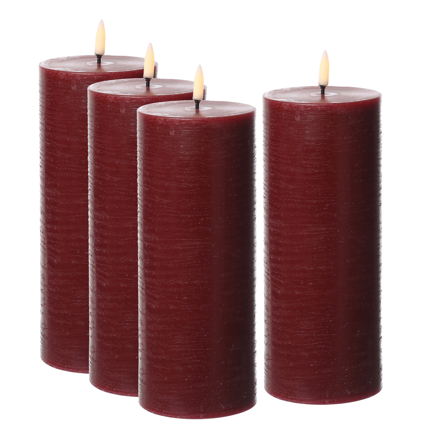 LED Kerzenset PIA - Rustik-Optik - H: 20cm - inkl. Batterien und Fernbedienung - rot - 4er Set LED Kerzenset PIA - Rustik-Optik - H: 20cm - inkl. Batterien und Fernbedienung - rot - 4er Set
