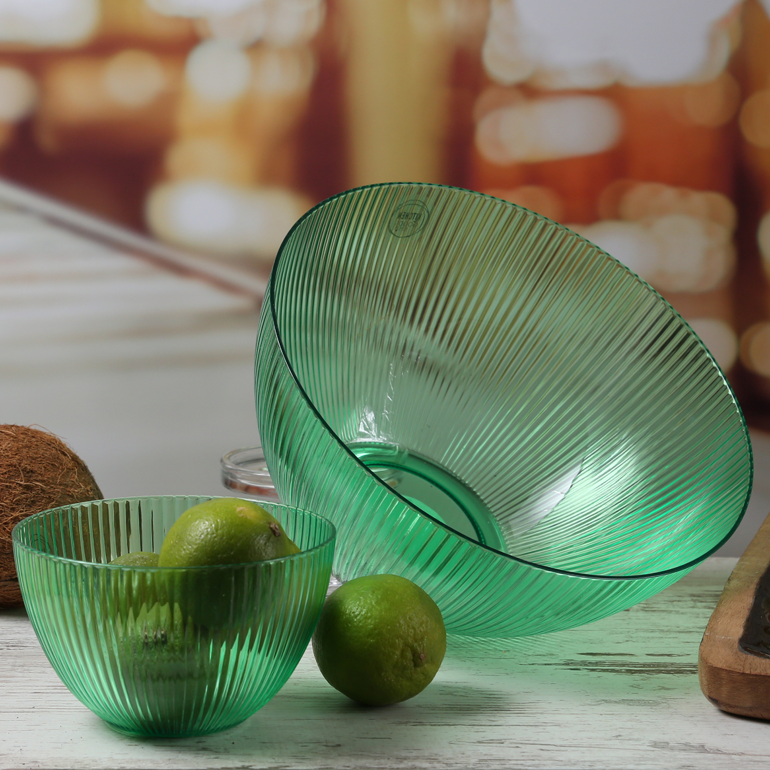 Schüssel - Salatschüssel - lebensmittelecht - Kunststoff - D: 25,5cm - 3,7l - mit Rillen - grün