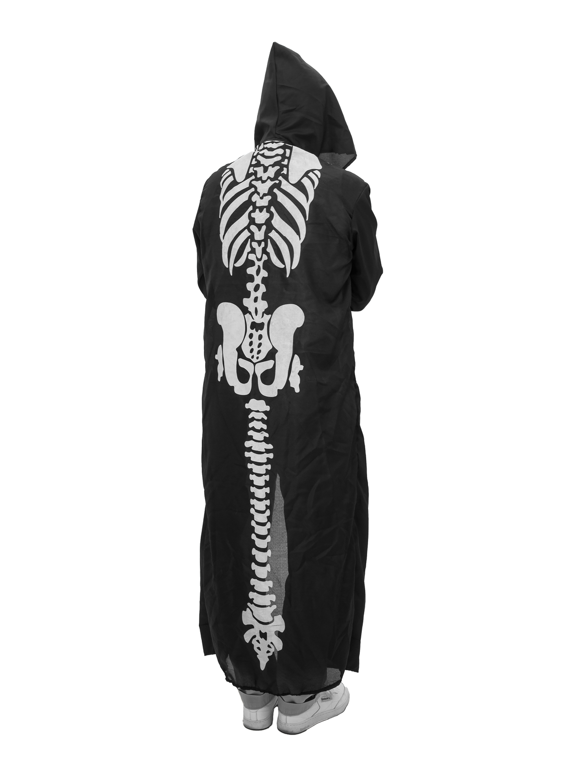 Halloween Kostüm Skelett-Umhang - schwarz mit Skelettmuster - 140cm