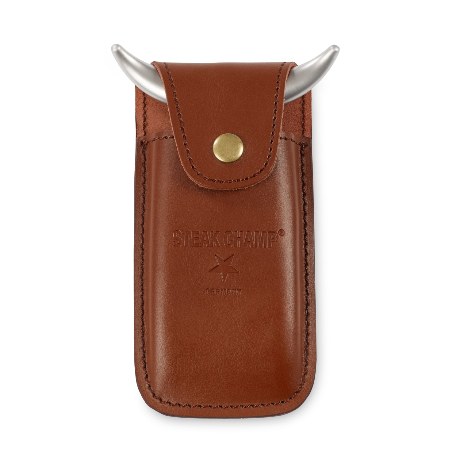STEAK CHAMP BULL FORK Gabel mit Leder Holster - Profi Werkzeug mit Gürtelclip