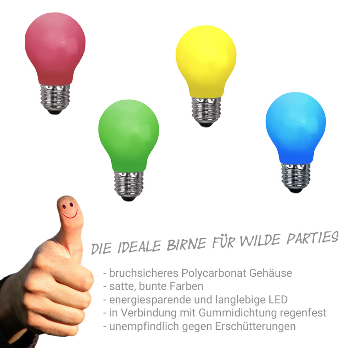 Illu-/Partylichterkette 5m | Außenlichterkette | Made in Germany | 10 x bunte LED Tropfenlampe Illu-/Partylichterkette 5m | Außenlichterkette | Made in Germany | 10 x bunte LED Tropfenlampe