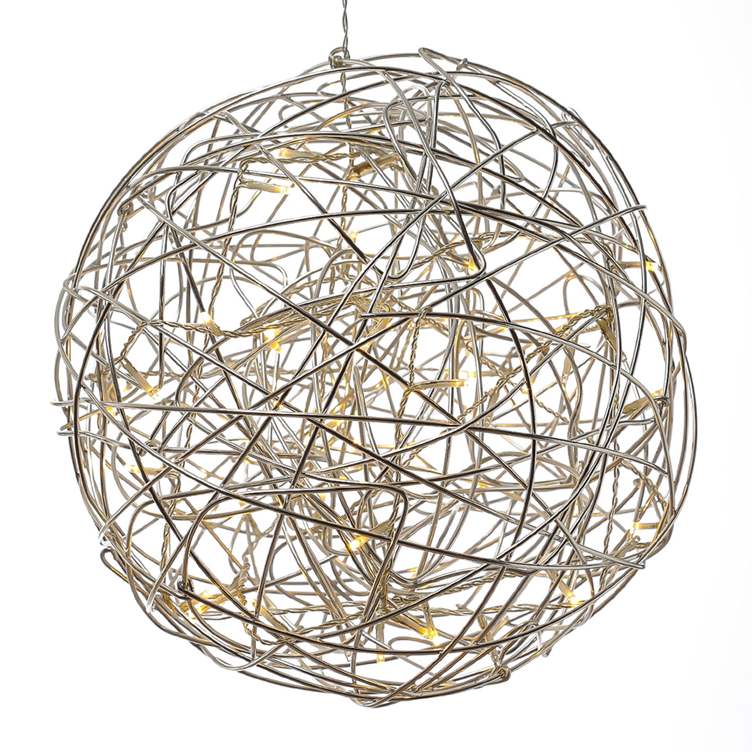 LED 3D Drahtkugel TRASSEL - 200 warmweiße LED - D: 70cm - für Innen und Außen - silber