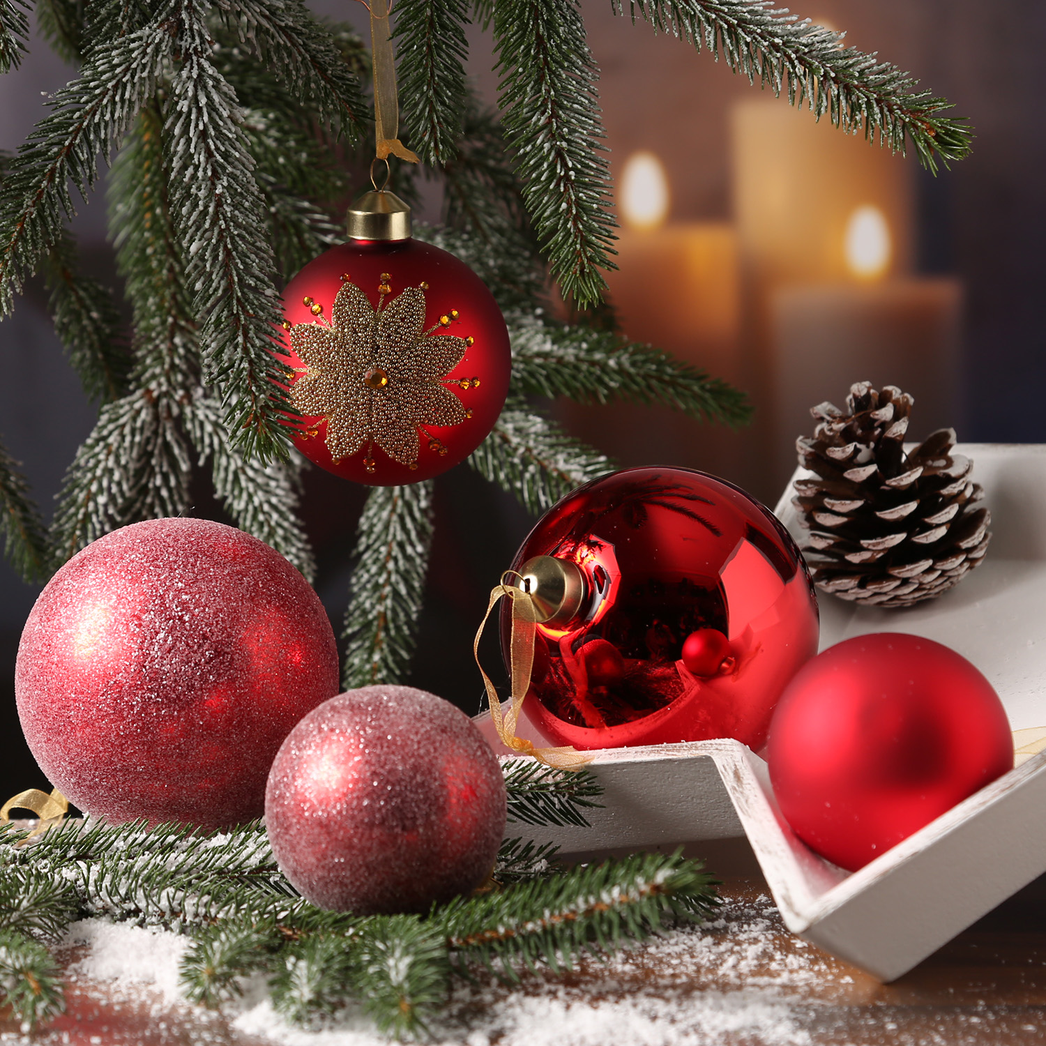 Christbaumkugel - Weihnachtskugel - Glas - 3 Größen - glänzend, matt und glitzernd - rot - 12er Set Christbaumkugel - Weihnachtskugel - Glas - 3 Größen - glänzend, matt und glitzernd - rot - 12er Set