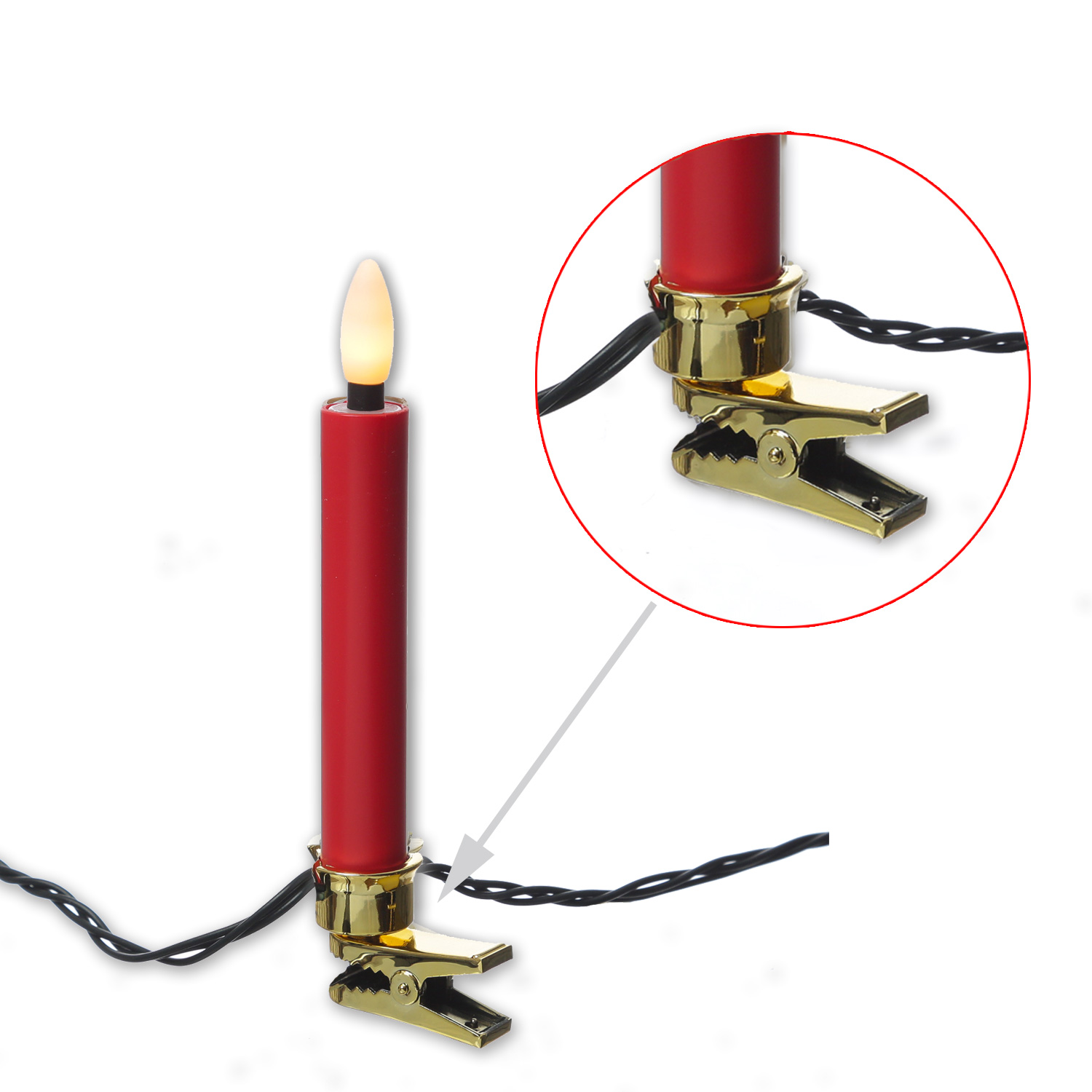 LED Kerzenlichterkette - 20 Christbaumkerzen - Weihnachtsbaumlichterkette - L: 9,5m - Innen/Außen