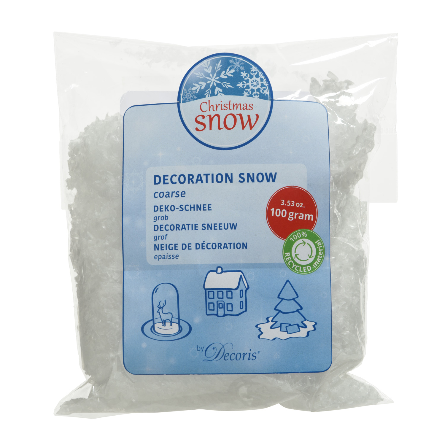 Kunstschnee - Beutel - recycelter Kunststoff - 100g - grob - weiß Kunstschnee - Beutel - recycelter Kunststoff - 100g - grob - weiß