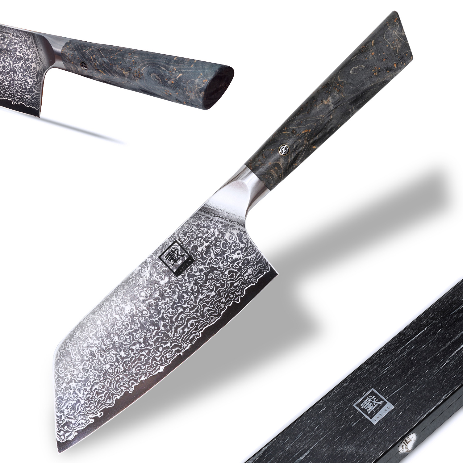 ZAYIKO Damastmesser DAITO PROFI LINE Nakirimesser - Ahornholz - VG-10 Stahlkern