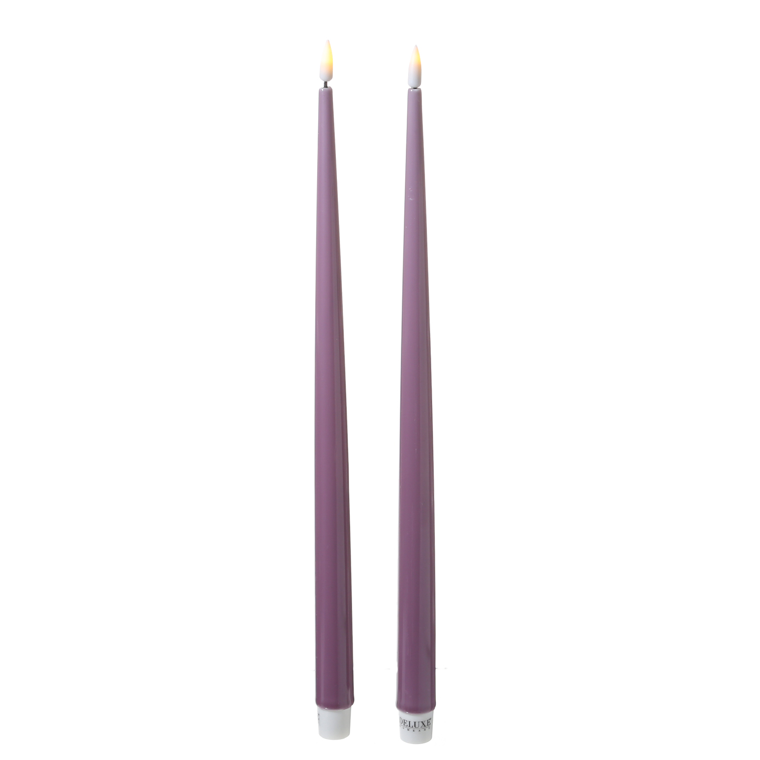 LED Stabkerzen ELLA - Echtwachs - realistische 3D Flamme - H: 38cm - flieder - 2 Stück