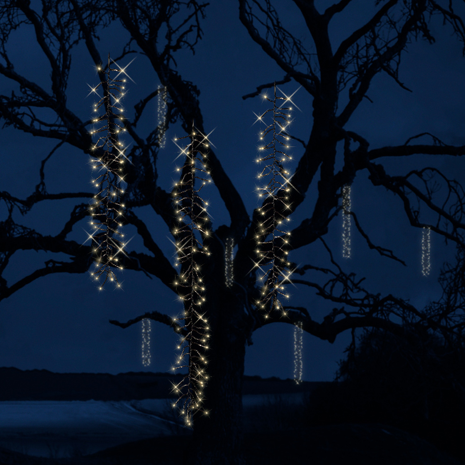 LED Lichterkette Kaskadenbeleuchtung - 6 Stränge - 480 warmweiße LED - 8 Funktionen - schwarz LED Lichterkette Kaskadenbeleuchtung - 6 Stränge - 480 warmweiße LED - 8 Funktionen - schwarz