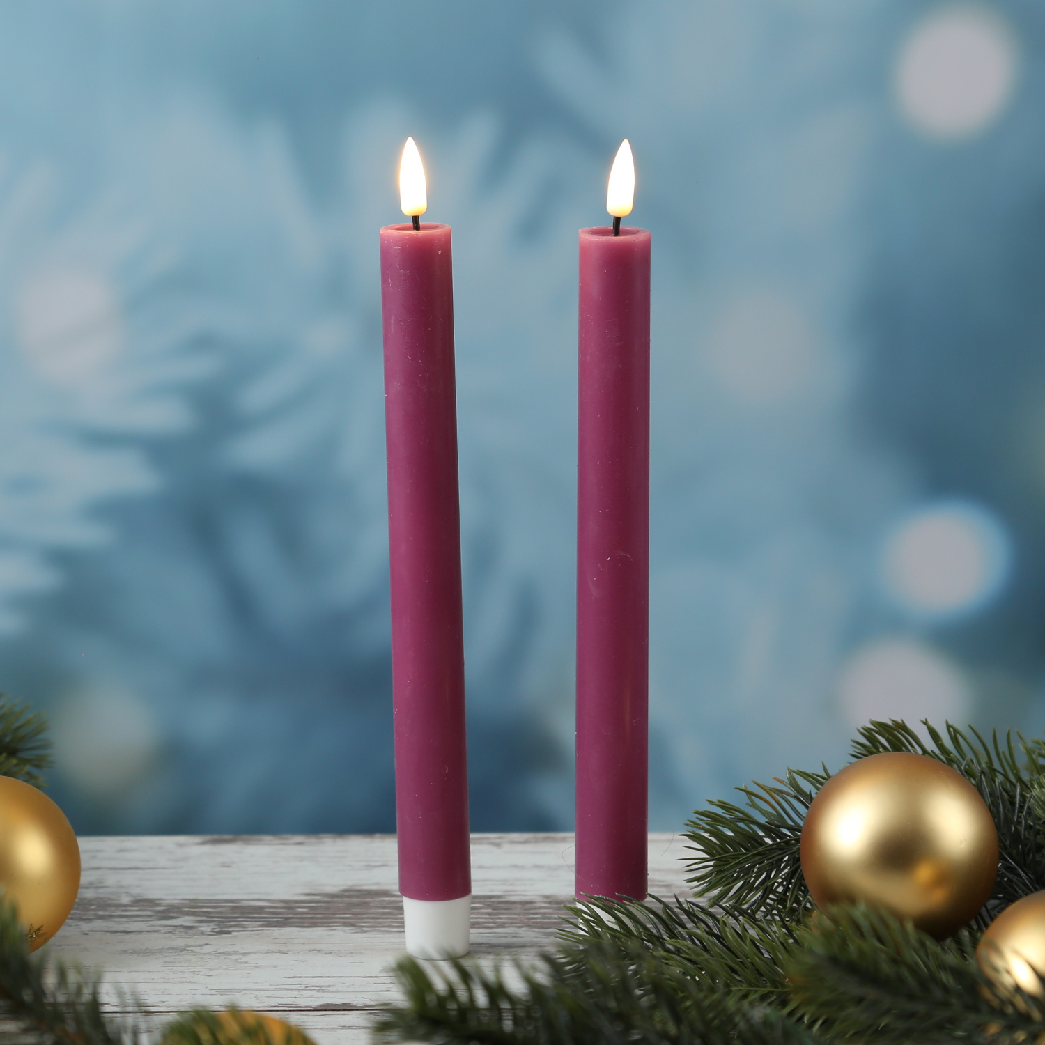 LED Stabkerzen MIA - Echtwachs - realistische 3D Flamme - H: 24cm - malve - 2 Stk LED Stabkerzen MIA - Echtwachs - realistische 3D Flamme - H: 24cm - malve - 2 Stk