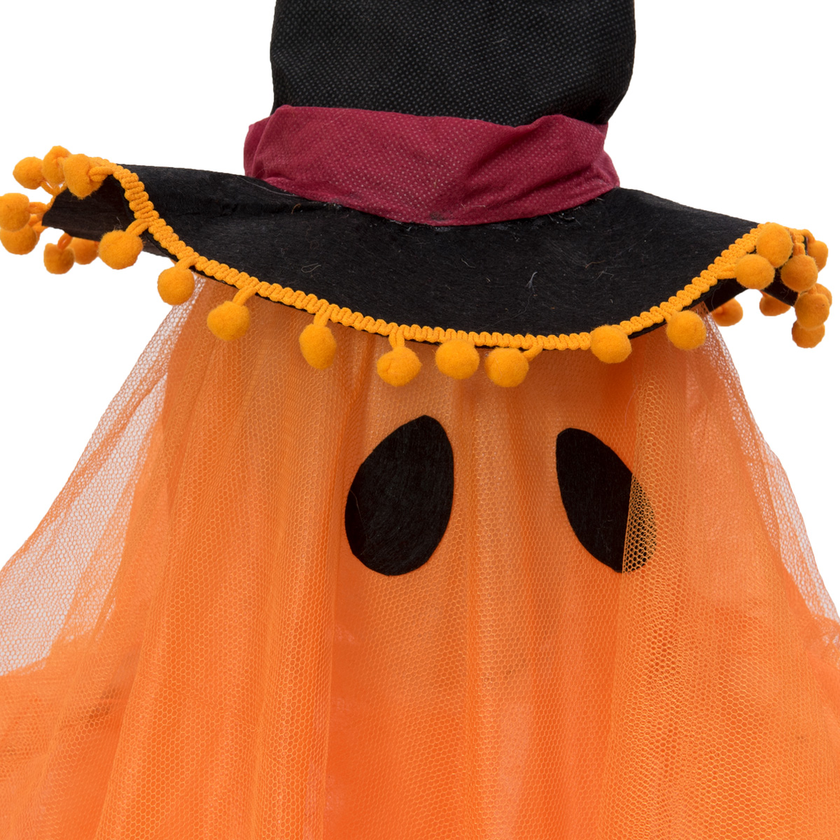 Geist mit Hexenhut - 150cm Halloween Figur  - mehrfarbig leuchtender Kopf - Dekoration zum Hängen