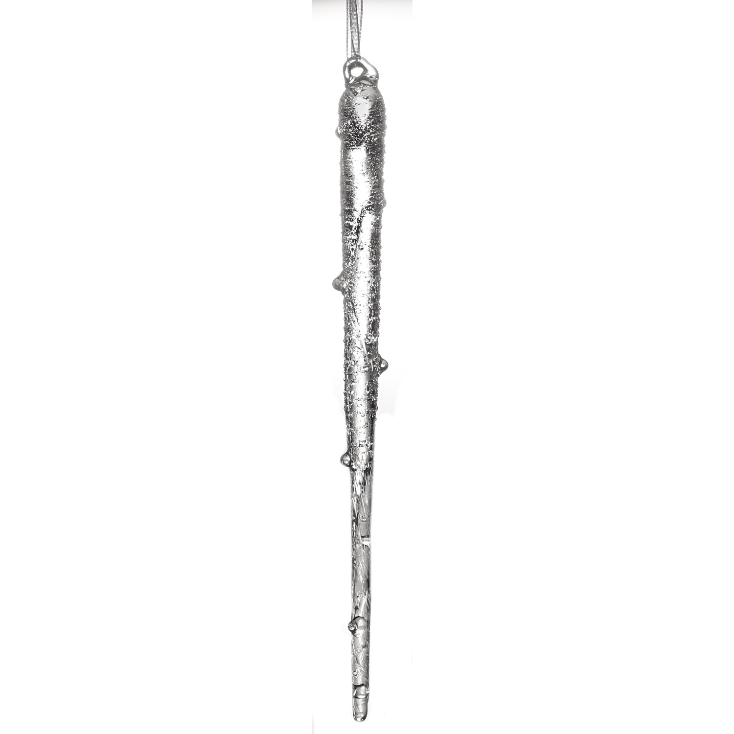 Weihnachtsbaumschmuck EISZAPFEN - Glas - inkl. Aufhänger - gefrostet - H: 20cm - transparent - 3er Set