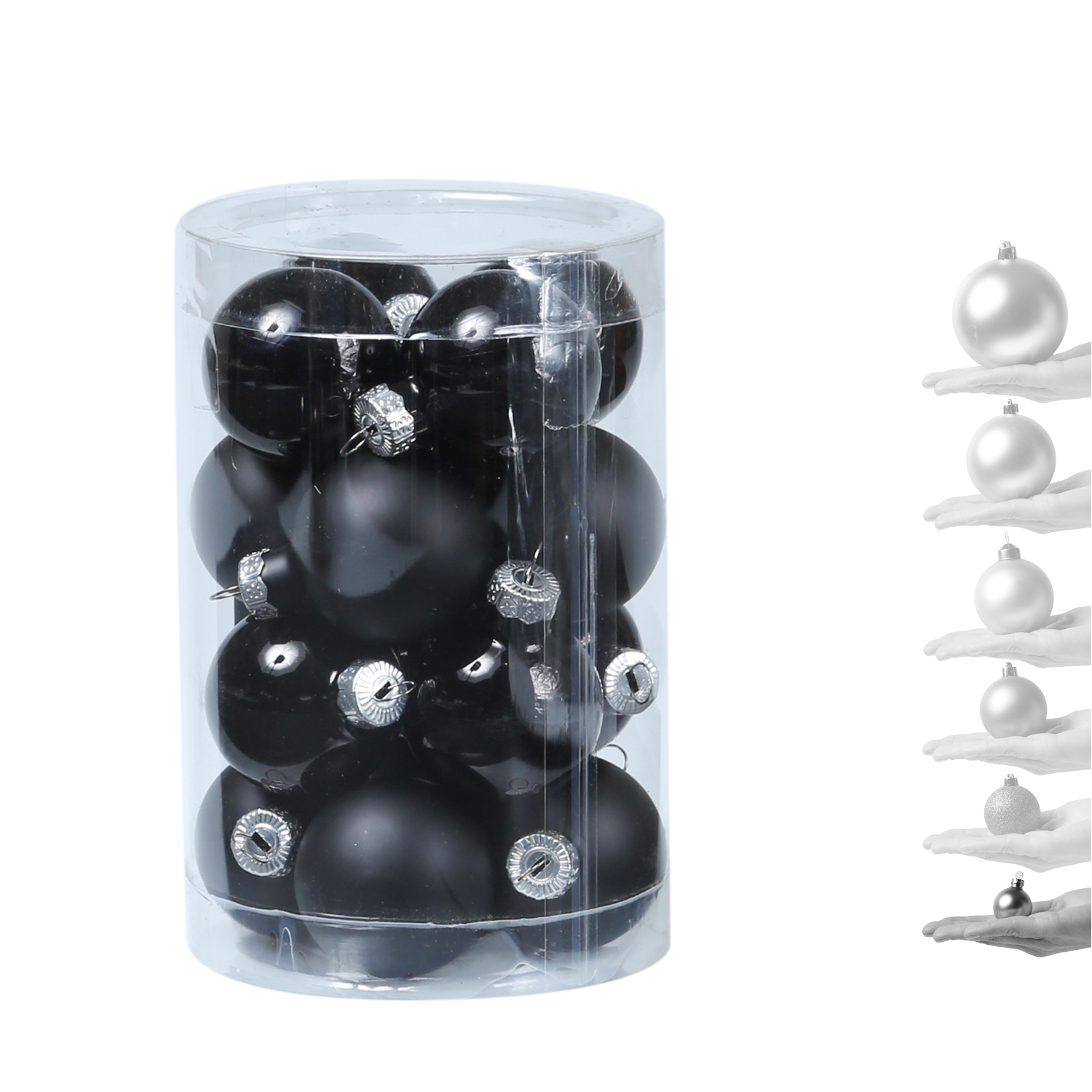 Christbaumkugel - Weihnachtsbaumkugel - Glas - D: 3,5cm - glänzend und matt - schwarz - 16er Set Christbaumkugel - Weihnachtsbaumkugel - Glas - D: 3,5cm - glänzend und matt - schwarz - 16er Set