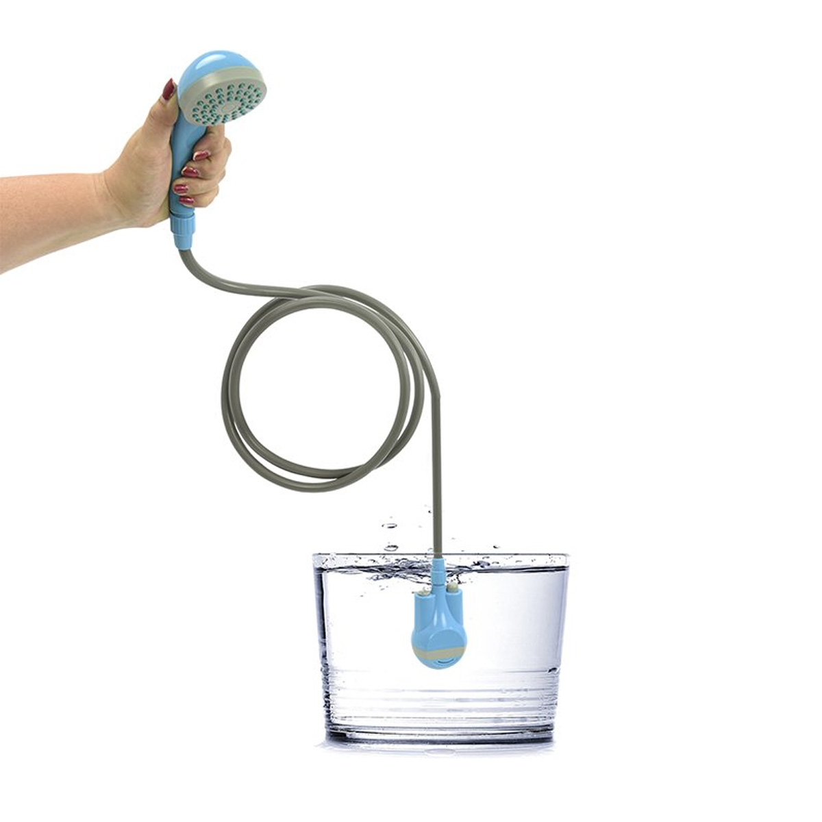 Mobiles Duschset aufladbar - USB - mit elektrischer Tauchpumpe