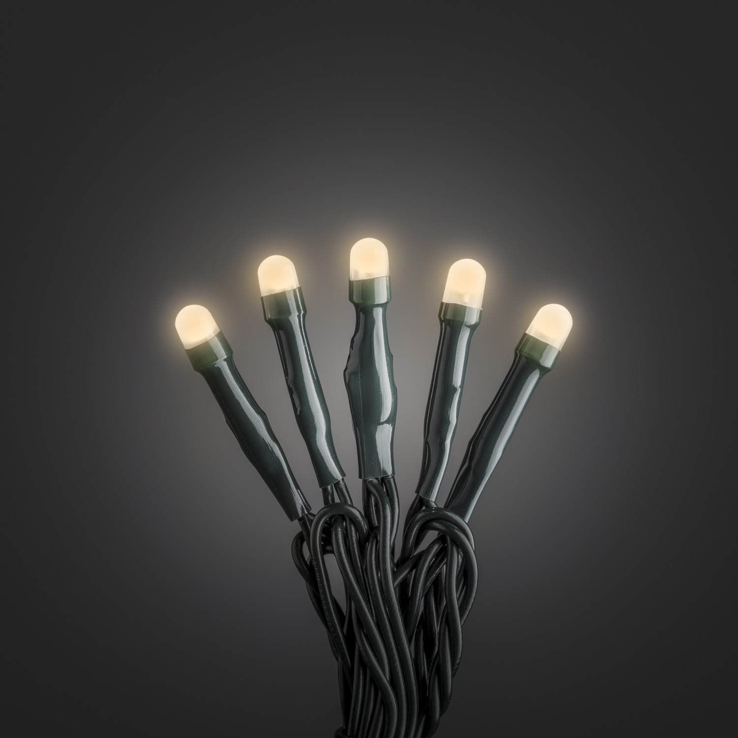 Micro LED Lichterkette - gefrostet - 10 bernsteinfarbene LED - L: 0,63m - grünes Kabel - Indoor Micro LED Lichterkette - gefrostet - 10 bernsteinfarbene LED - L: 0,63m - grünes Kabel - Indoor
