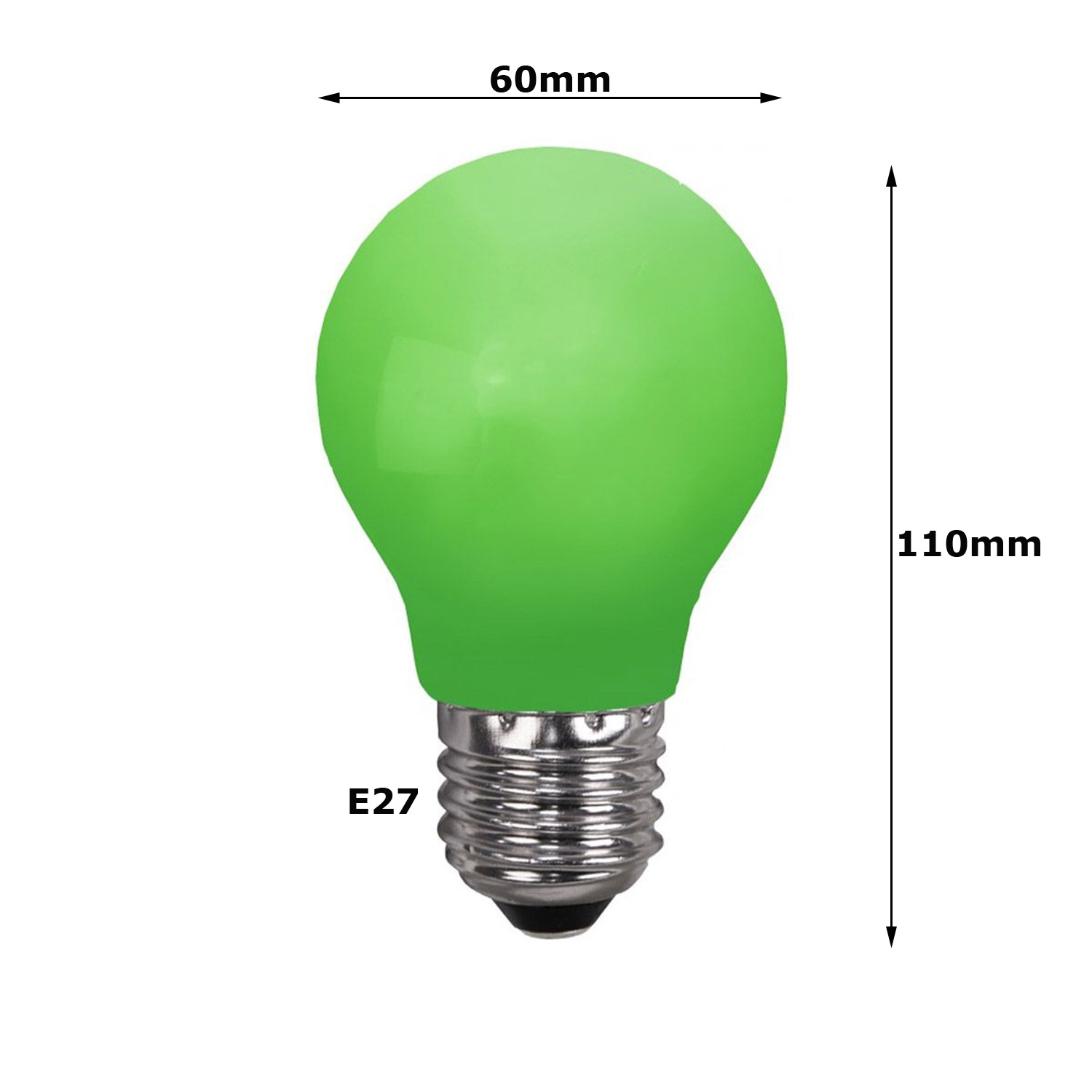 LED Leuchtmittel Tropfenlampe A60 Polycarbonat Grün 2W LED Leuchtmittel Tropfenlampe A60 Polycarbonat Grün 2W