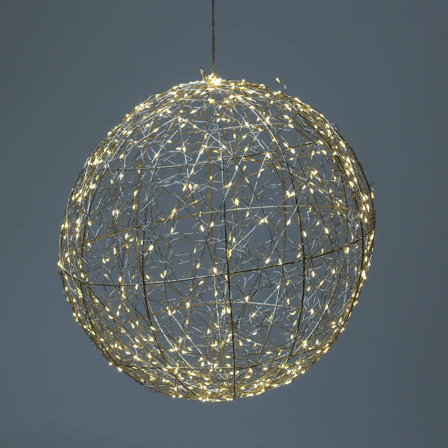 LED Drahtkugel - Leuchtkugel - 400 warmweiße LED - Timer - D: 28cm - für Innen/Außen