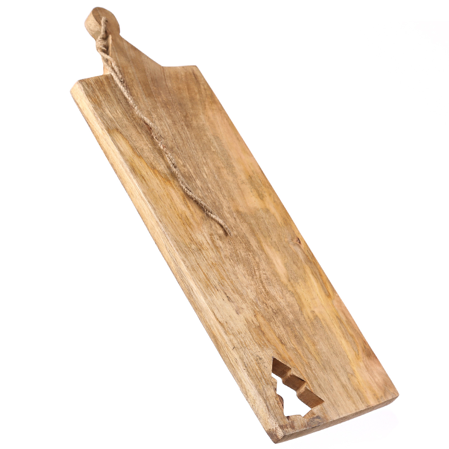 Schneidebrett - Vesperbrett - mit Baumausschnitt - Mangoholz - Kordel - L: 60cm - natur Schneidebrett - Vesperbrett - mit Baumausschnitt - Mangoholz - Kordel - L: 60cm - natur