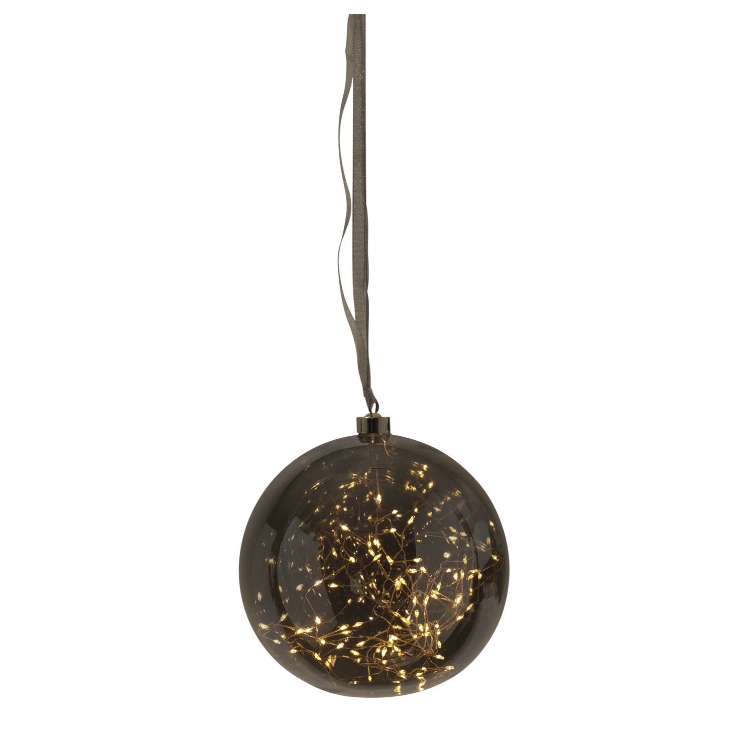 Glaskugel GLOW - Rauchglas - 80 warmweiße LED am Draht - D: 20cm - inkl. Trafo - 3m Kabel Glaskugel GLOW - Rauchglas - 80 warmweiße LED am Draht - D: 20cm - inkl. Trafo - 3m Kabel