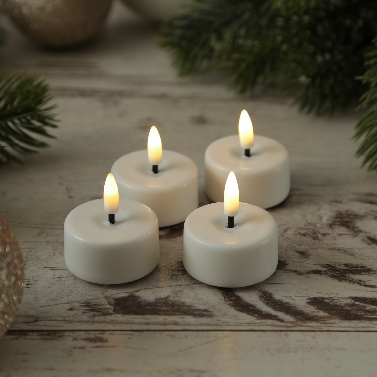 LED Teelichter MIA - realistische 3D Flamme - D: 3,5cm - inkl. Batterien - weiß - 4 Stück LED Teelichter MIA - realistische 3D Flamme - D: 3,5cm - inkl. Batterien - weiß - 4 Stück