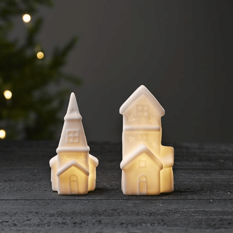 LED Häuser "Polly" - 2 warmweiße LED - H: 16cm - Batteriebetrieb - 2er Set LED Häuser "Polly" - 2 warmweiße LED - H: 16cm - Batteriebetrieb - 2er Set