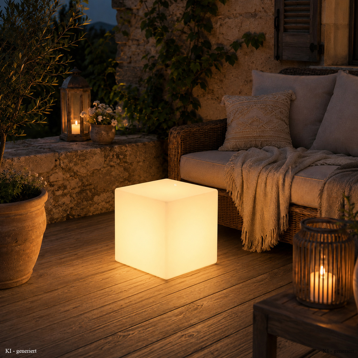 LED Würfel outdoor - Leuchtwürfel 40x40cm - E27 Fassung - warmweiße 1W LED
