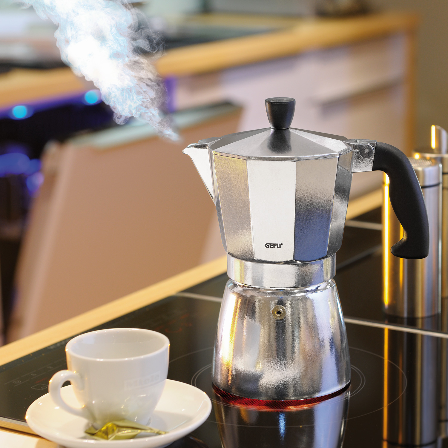 Espressokocher LUCINO - 3 Tassen - Aluminium - für Elektro-, Gas- u. Glaskochfeldherd