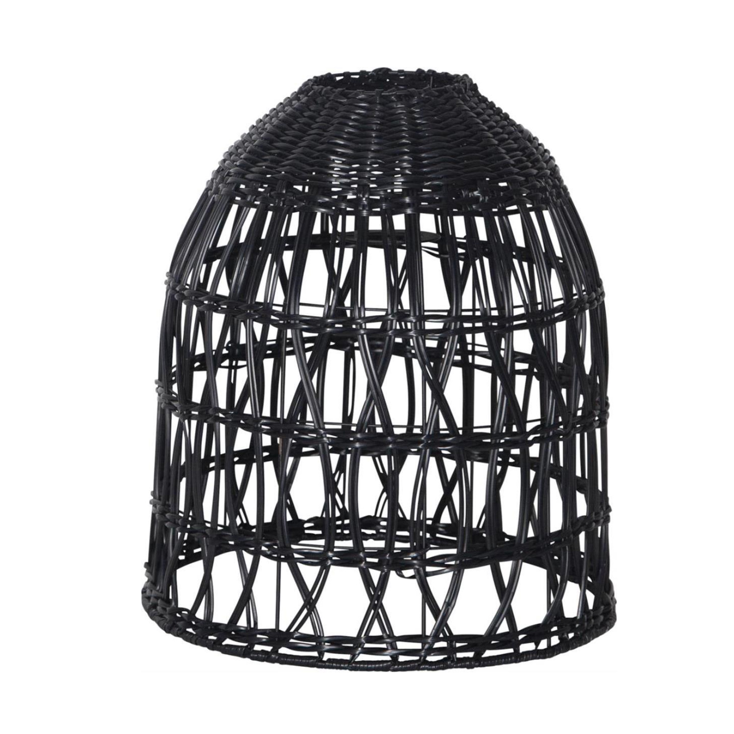 Lampenschirm BELL wetterfest - Rattan-Optik - für E27 Fassungen - D: 30cm/H: 33cm - schwarz