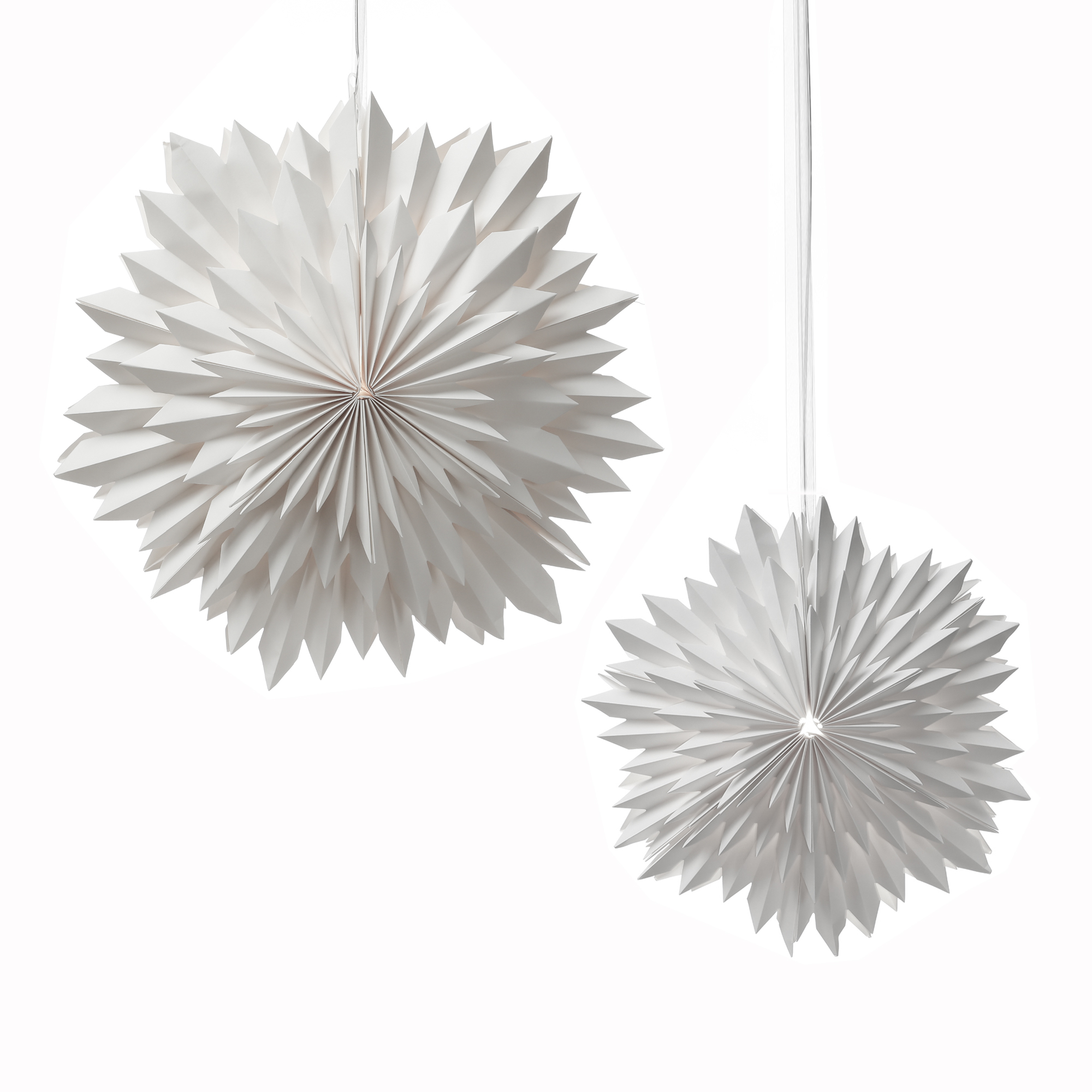 LED Papierstern EISBLUME - hängend - inkl. Kabel und LED Leuchtmittel - Timer - D: 58cm - weiß