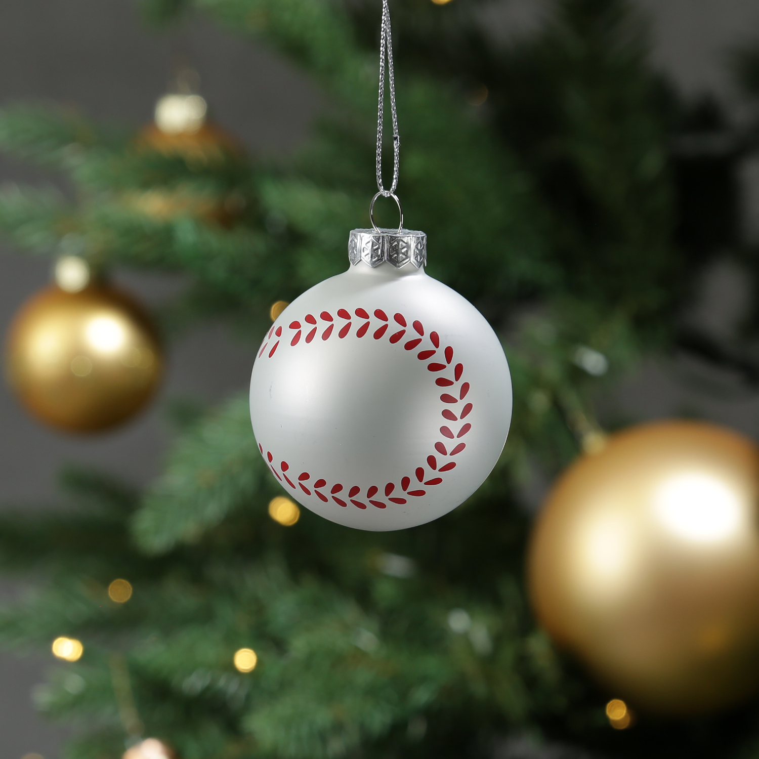 Weihnachtsbaumschmuck Baseball - Christbaumschmuck - Glas - D: 5,6cm - weiß Weihnachtsbaumschmuck Baseball - Christbaumschmuck - Glas - D: 5,6cm - weiß