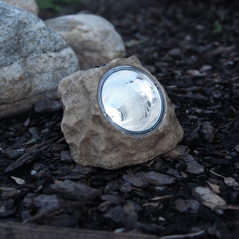LED Solar Stein "Rocky" - Spot mit kaltweißer LED - Dämmerungssensor - H: 11cm LED Solar Stein "Rocky" - Spot mit kaltweißer LED - Dämmerungssensor - H: 11cm