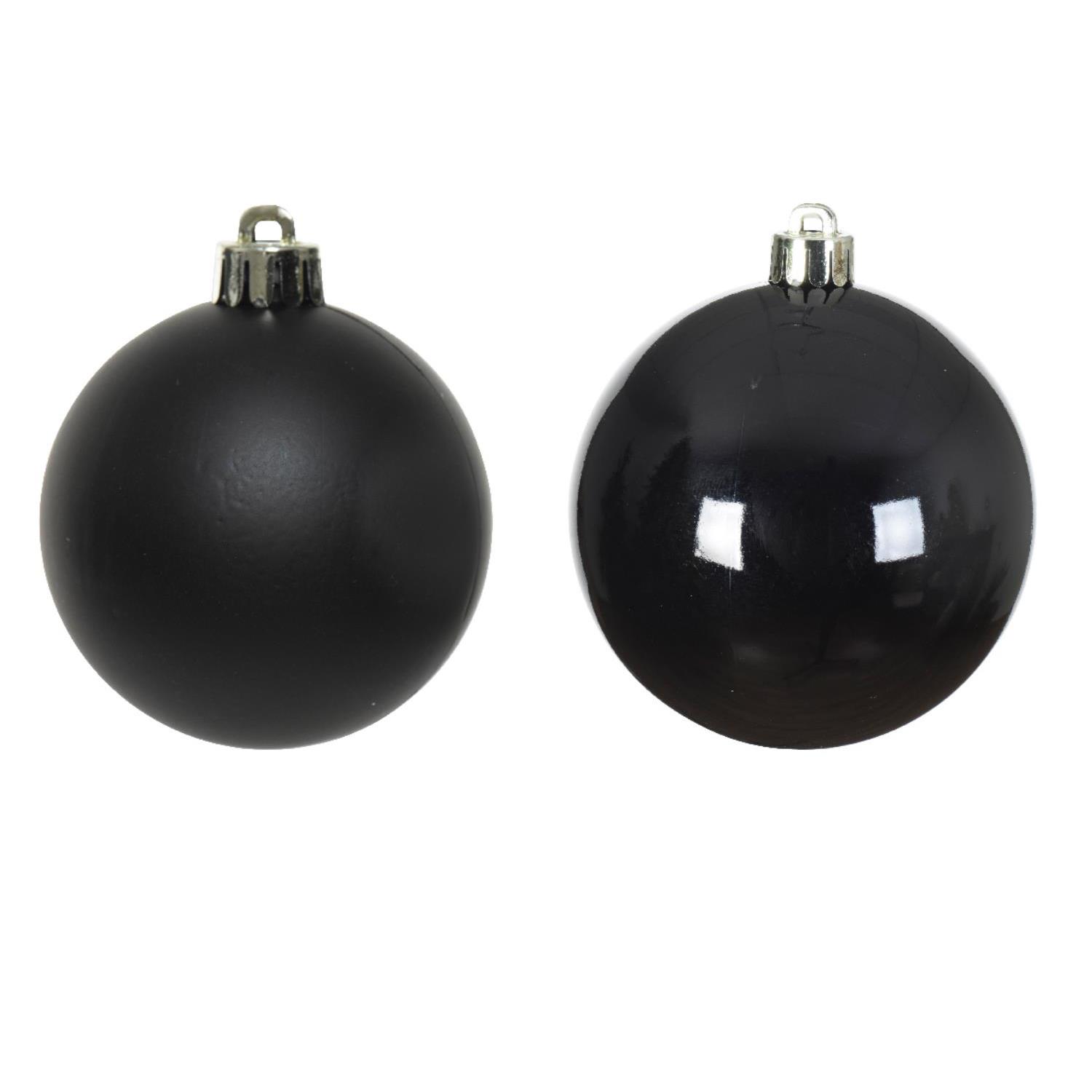 Christbaumkugeln - Weihnachtbaumskugeln - bruchfest - D: 8cm - glänzend/matt  - schwarz - 6er Set