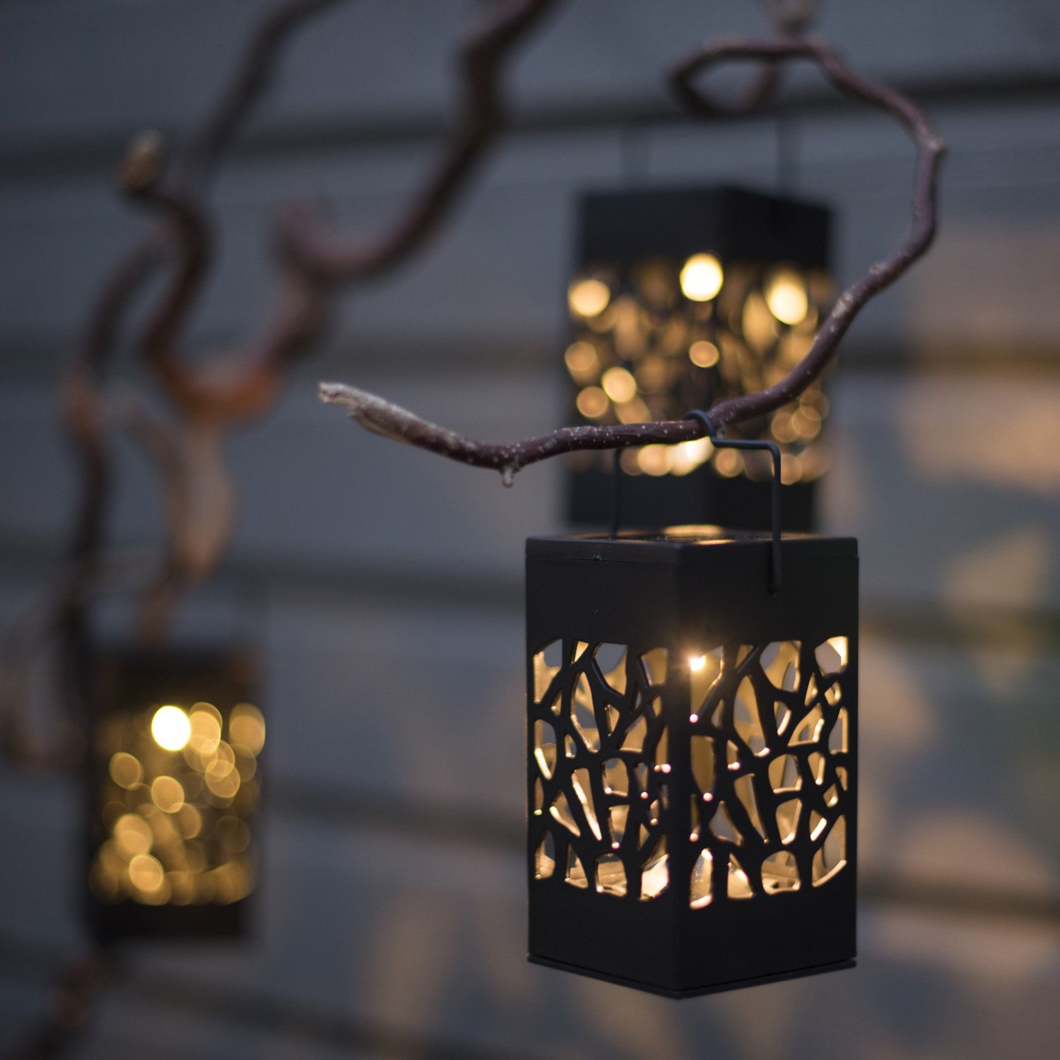 LED Solar Laternen Izola - zum Hängen o. Stellen - warmweiße LED - H: 11cm - Lichtsensor - 3er Set LED Solar Laternen Izola - zum Hängen o. Stellen - warmweiße LED - H: 11cm - Lichtsensor - 3er Set