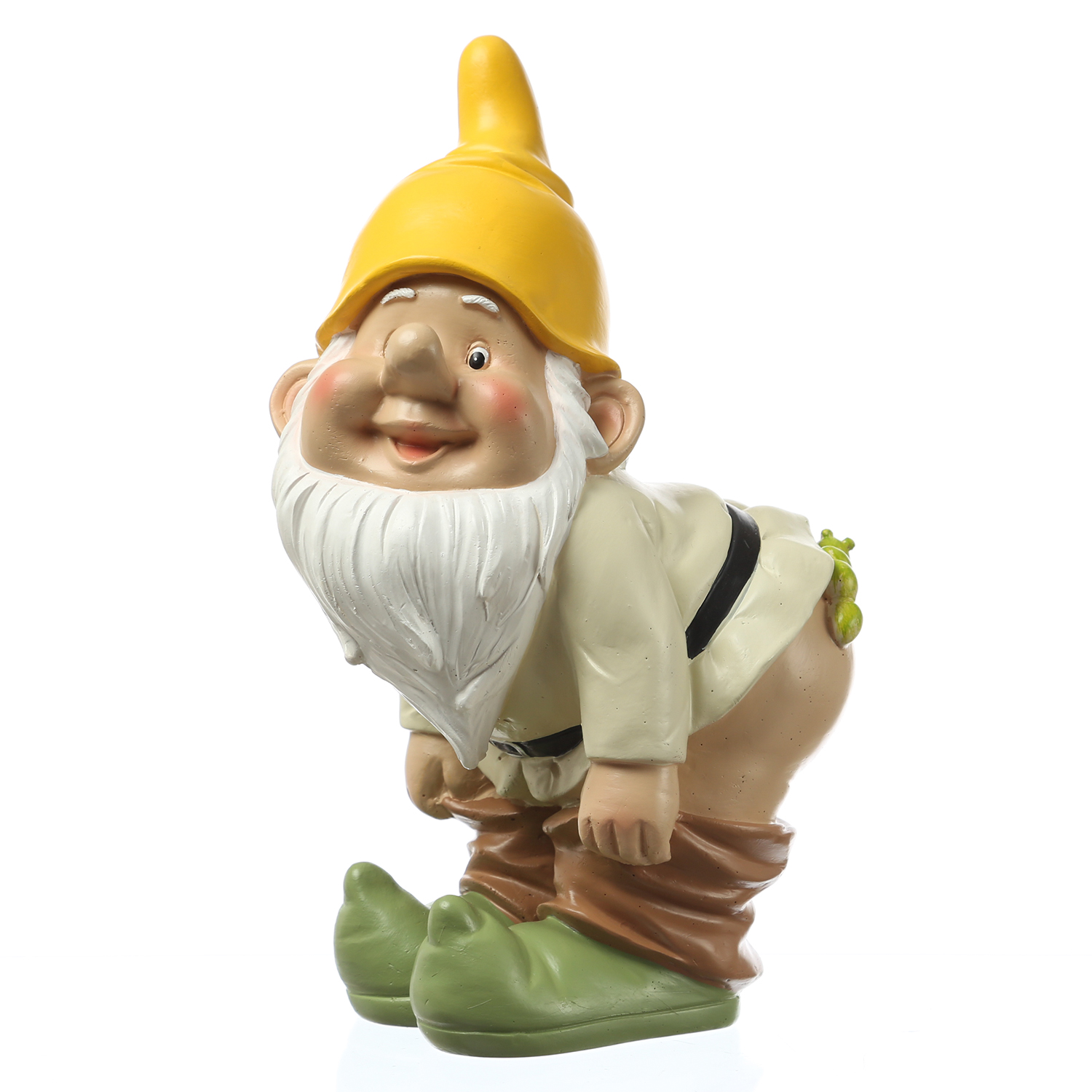 Gartenzwerg Hose Runter mit Raupe - Frecher Zwerg mit nacktem Po  - Polyresin - H: 27cm