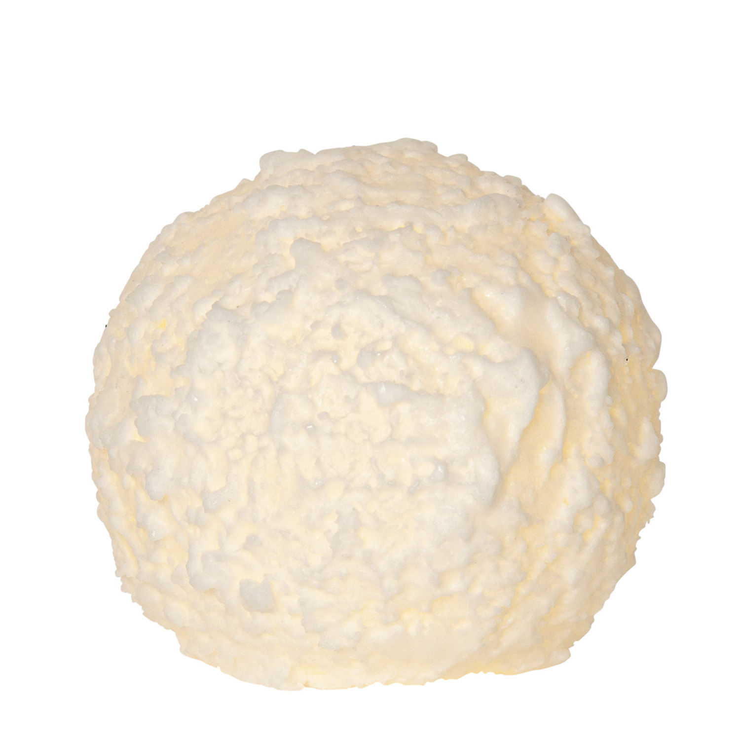 LED Kerze Schneeball - Echtwachs - flackernde warmweiße LED - H: 9cm - D: 10cm - Timer - weiß LED Kerze Schneeball - Echtwachs - flackernde warmweiße LED - H: 9cm - D: 10cm - Timer - weiß