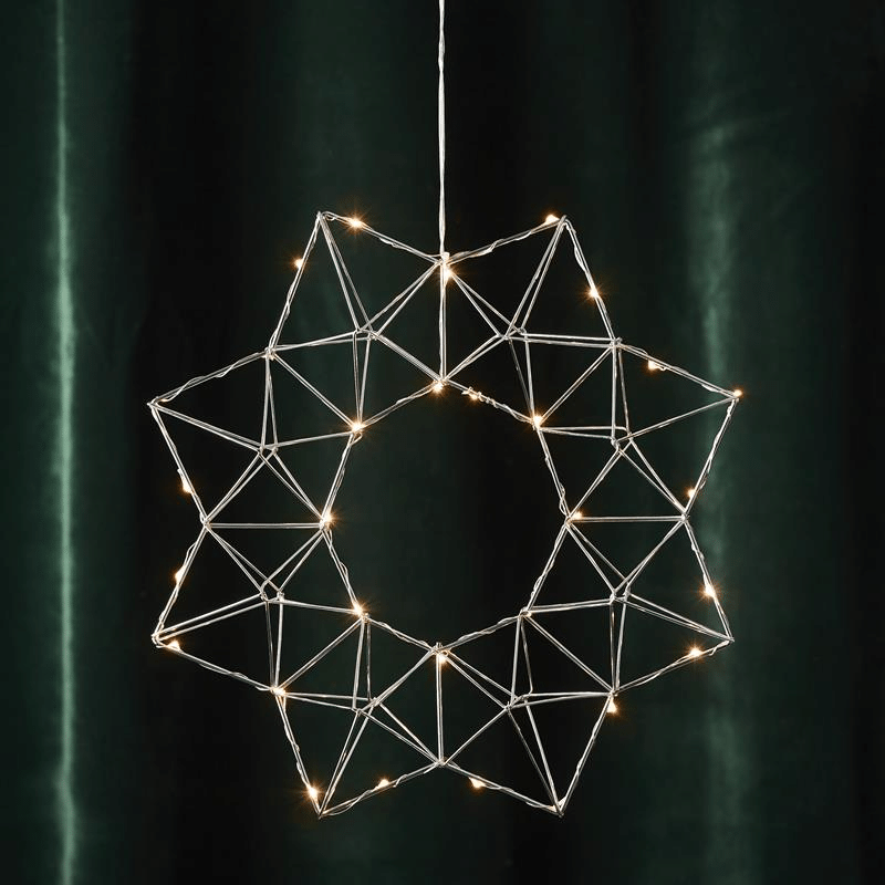 LED-Drahtstern "Edge" - hängend - 30 warmweiße LEDs - Ø: 40cm - silber LED-Drahtstern "Edge" - hängend - 30 warmweiße LEDs - Ø: 40cm - silber