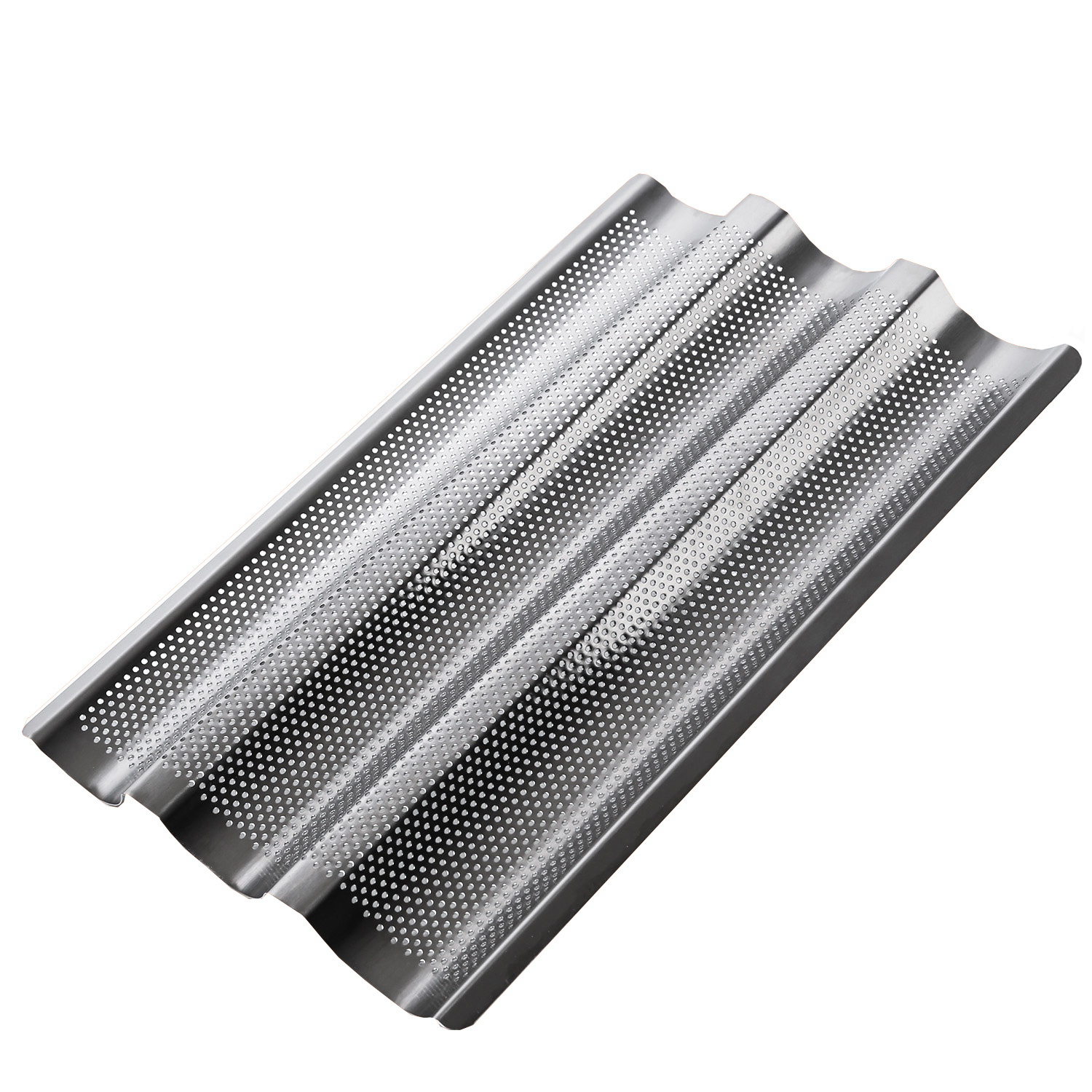 Baguetteblech für 3 Brote - Ideal für Knoblauch-/Kräuterbaguett - 38cm - Edelstahl