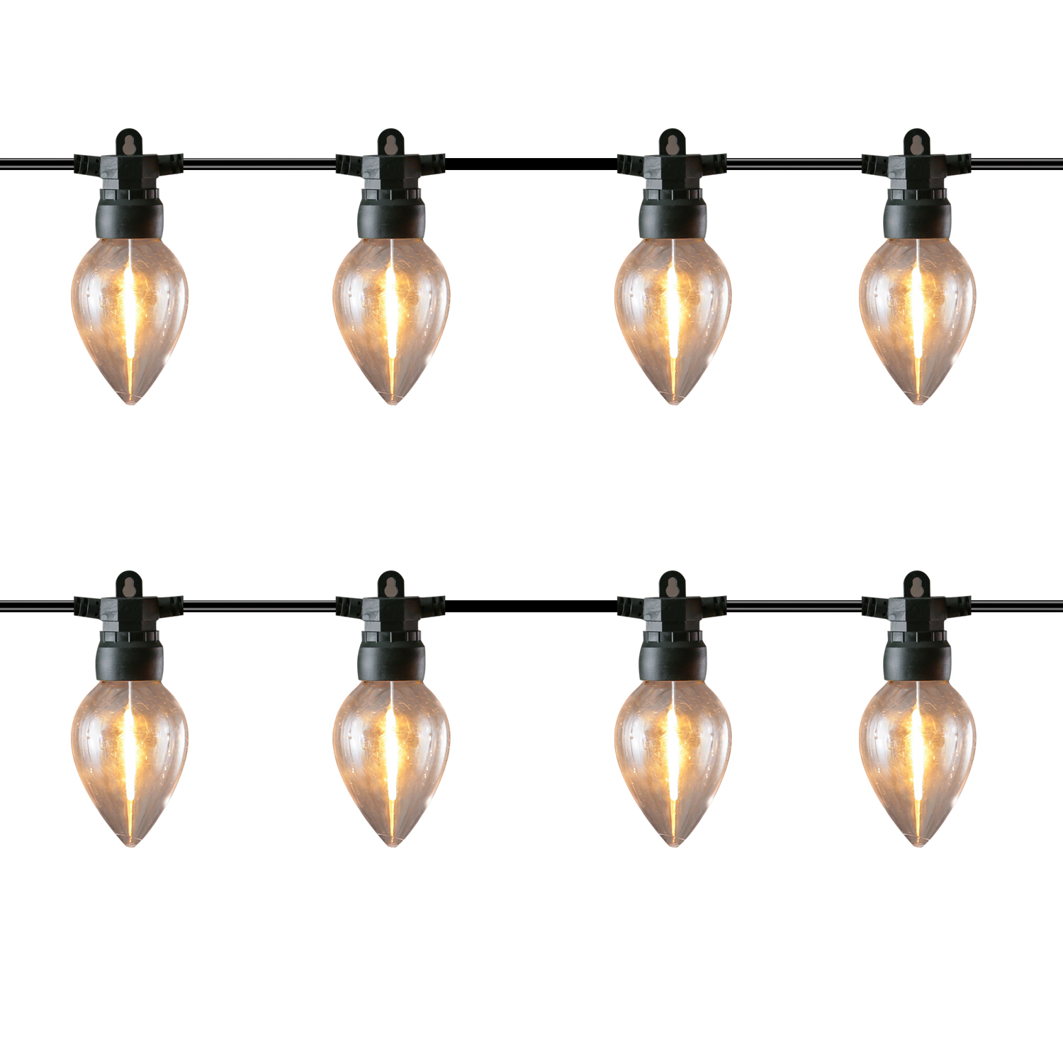 LED Lichterkette mit 8 flackernden Kerzenlampen - Flammeneffekt - L: 3,5m - Timer - für Außen