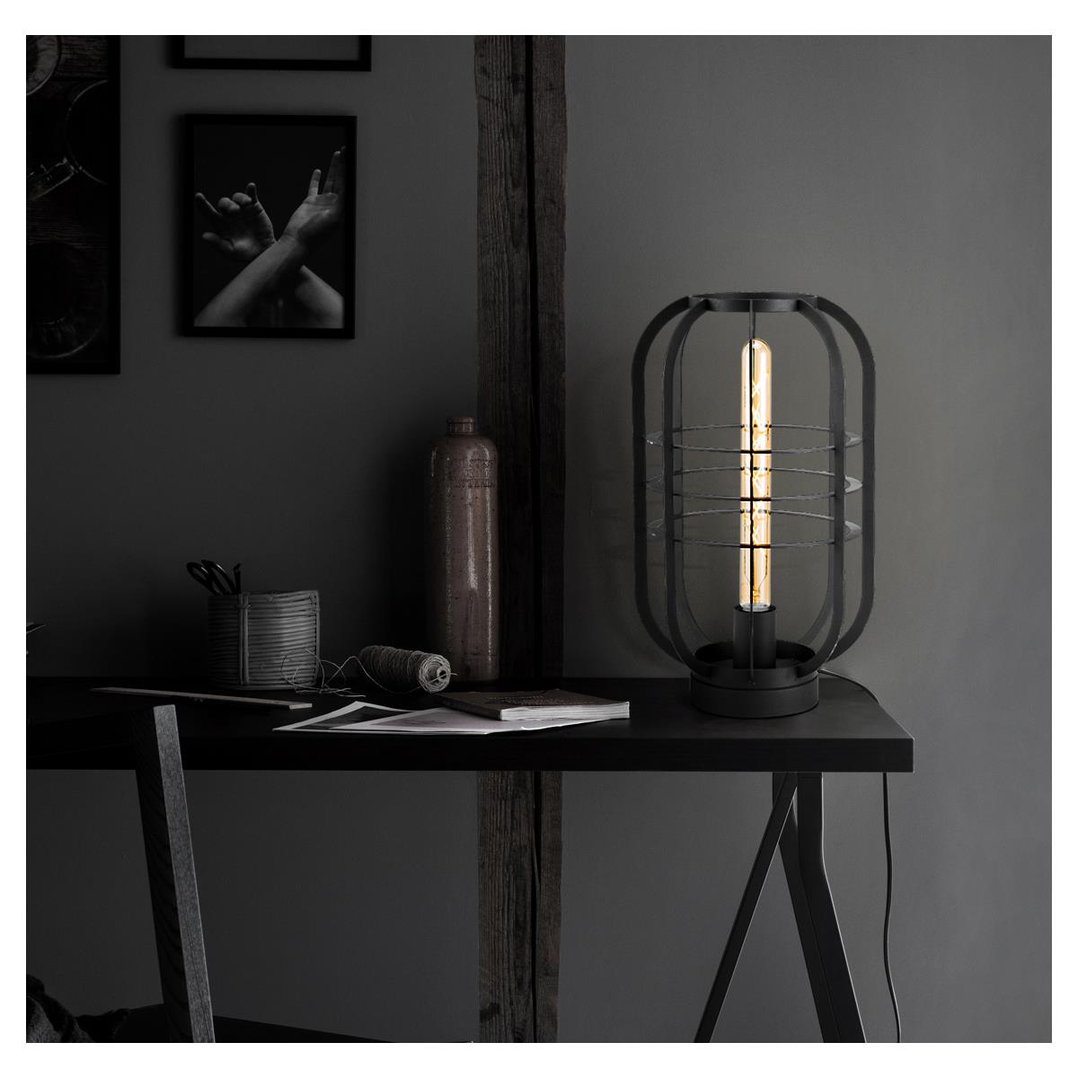 Tischlampe / Bodenlampe für LED Filament Stableuchte - schwarz - E27 - 40cm